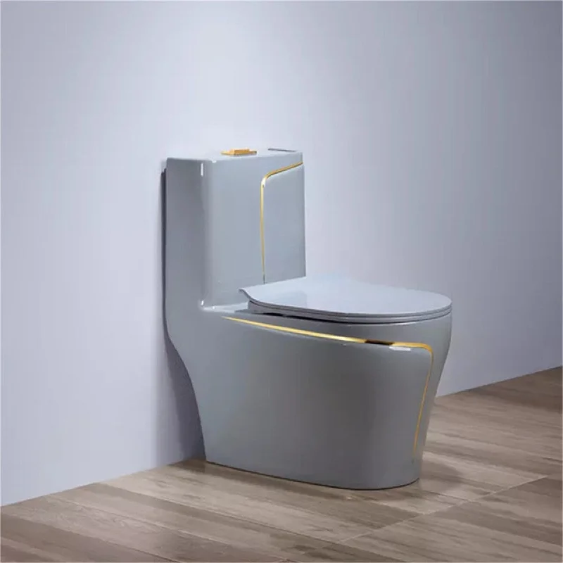 Grey Round Seat One-Piece Toilet