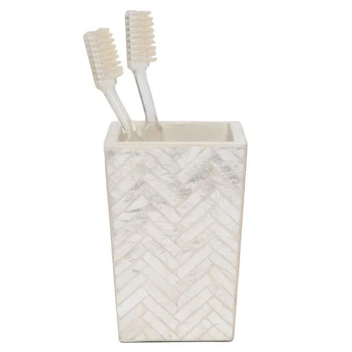 Handa Herringbone Capiz Brush Holder (Pearlized)