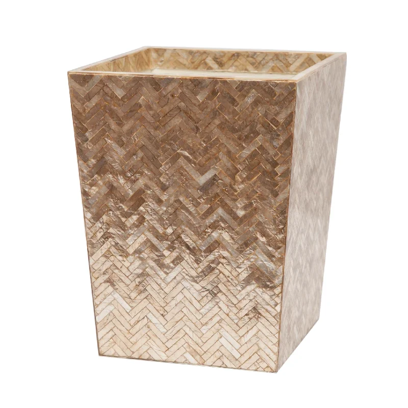 Handa Herringbone Capiz Shell Square Wastebasket (Smoked)