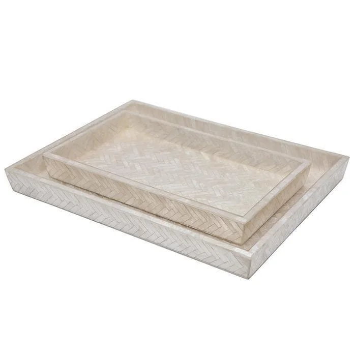 Handa Herringbone Capiz Tray Set (Pearlized)