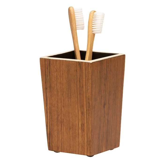 Harper Dark Teak Veneer Brush Holder