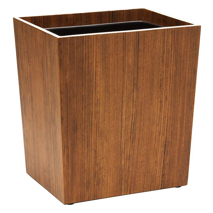 Harper Dark Teak Veneer Rectangle Waste Basket