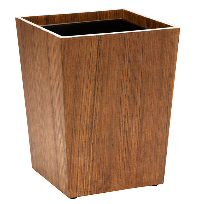 Harper Dark Teak Veneer Square Waste Basket