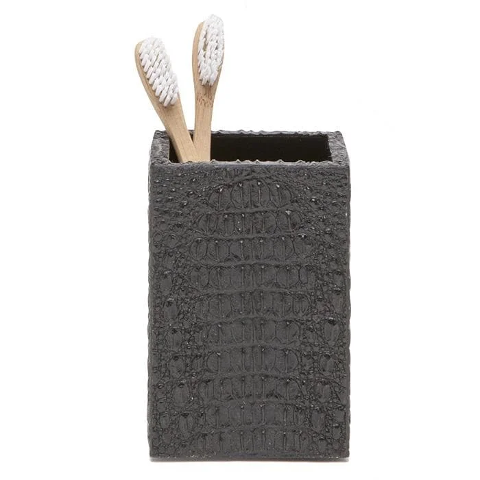 Hawen Faux Crocodile Brush Holder - Black