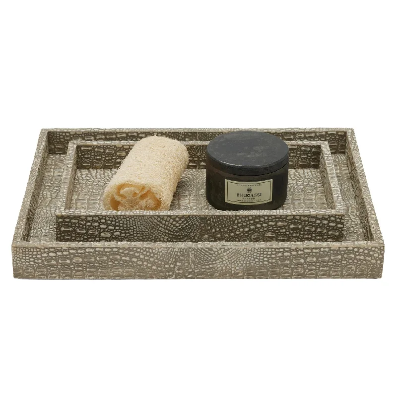 Hawen Faux Crocodile Nested Trays Set/2 (Sand)