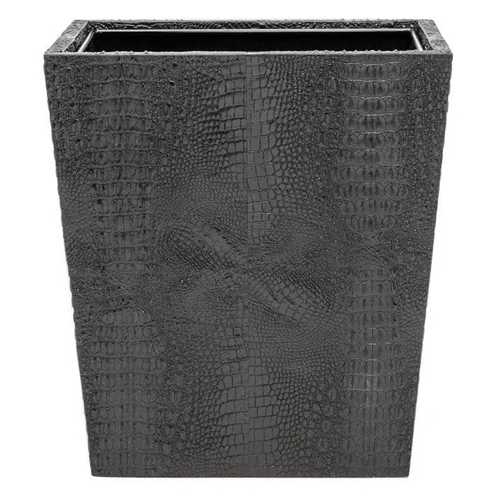 Hawen Faux Crocodile Rectangle Waste Basket - Black