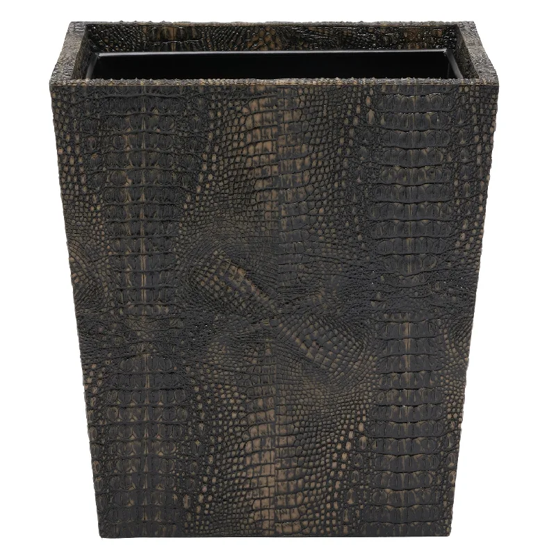 Hawen Faux Crocodile Rectangle Wastebasket (Dark Mushroom)