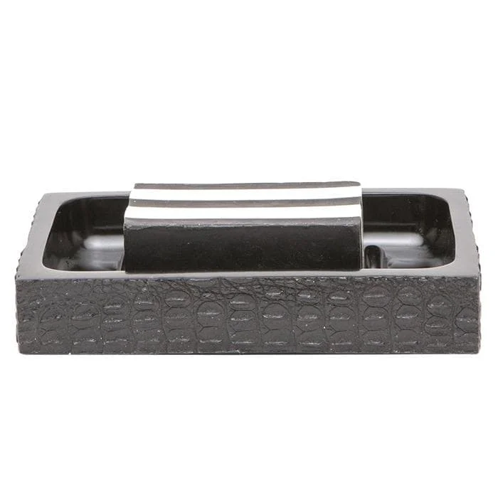 Hawen Faux Crocodile Soap Dish - Black