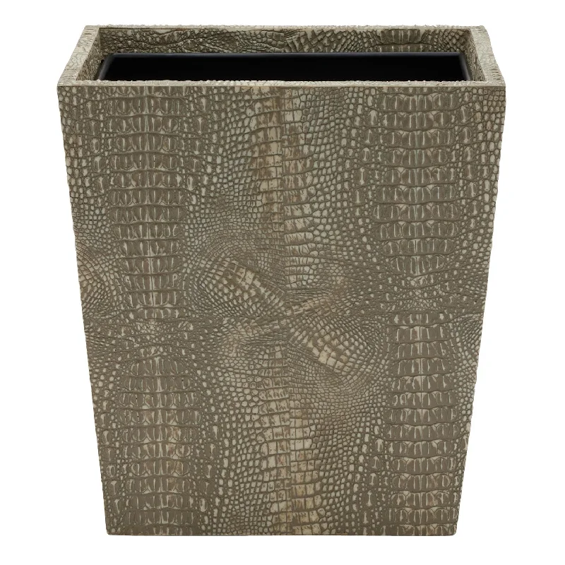 Hawen Faux Crocodile Square Wastebasket (Sand)