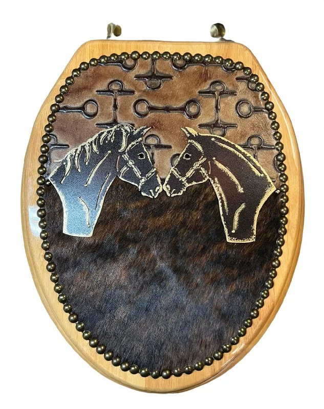 Horses & Cowhide Toilet Seat