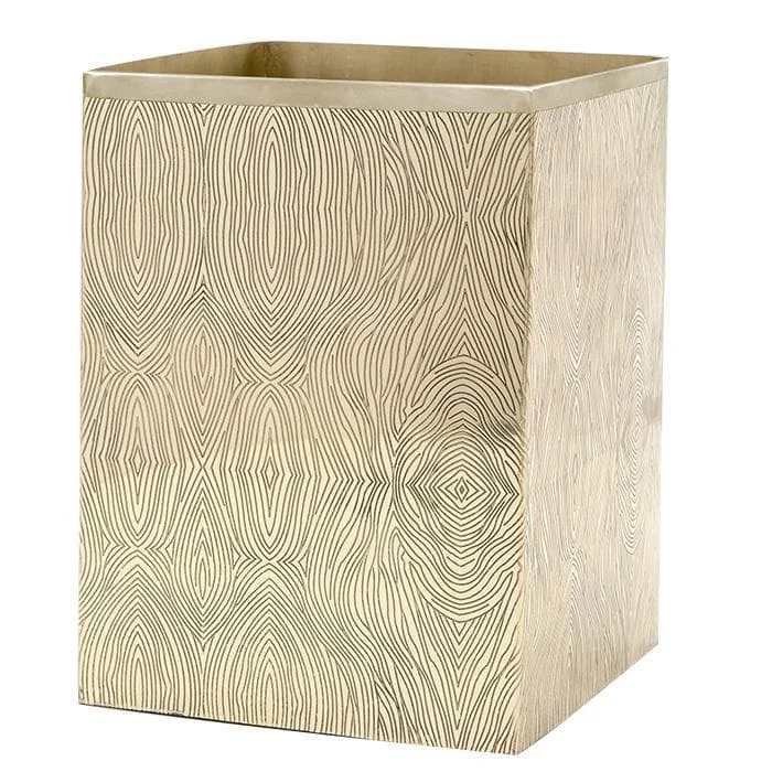 Humbolt Metal Square Waste Basket - Shiny Brass