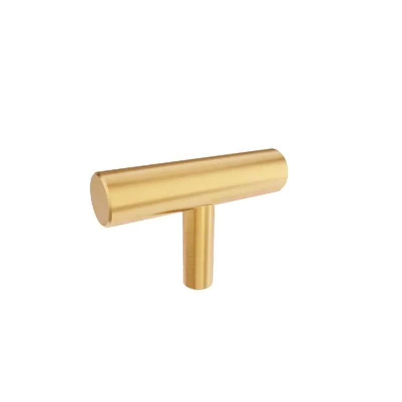 IXIR 2 in. (50 mm) Solid Gold Brushed T-Bar Cabinet Knob Pull