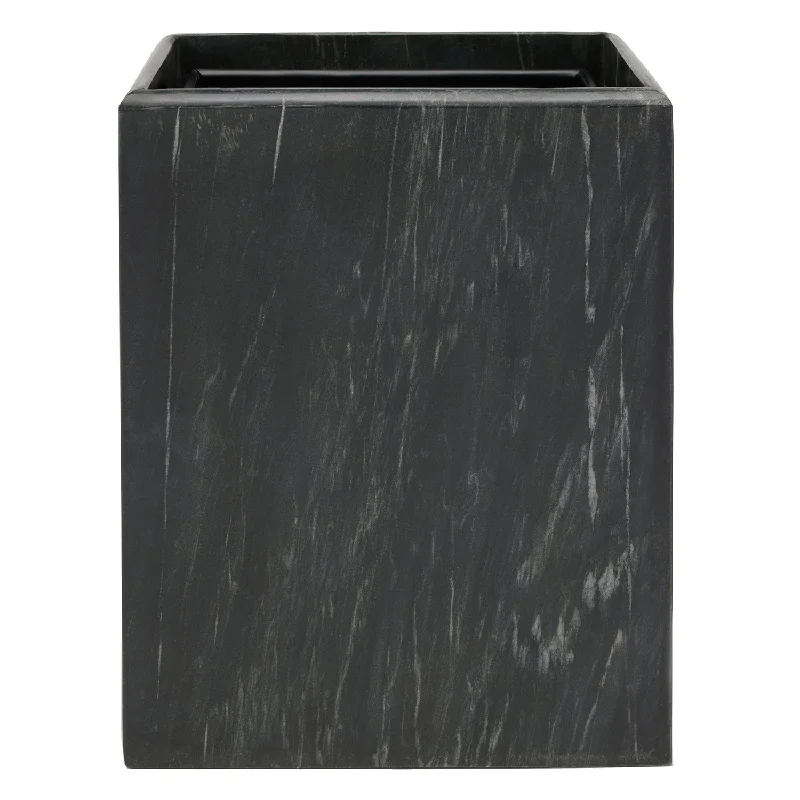 Kavala Black Marble Square Waste Basket