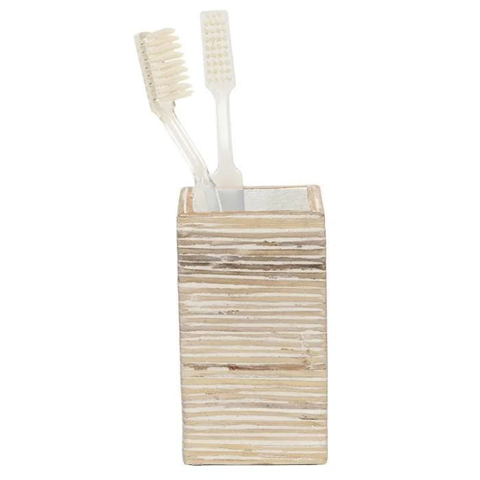 Kona Resin Brush Holder - Bleached Rattan