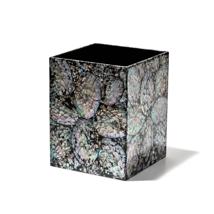 Ladorada Black Mother of Pearl Wastebasket