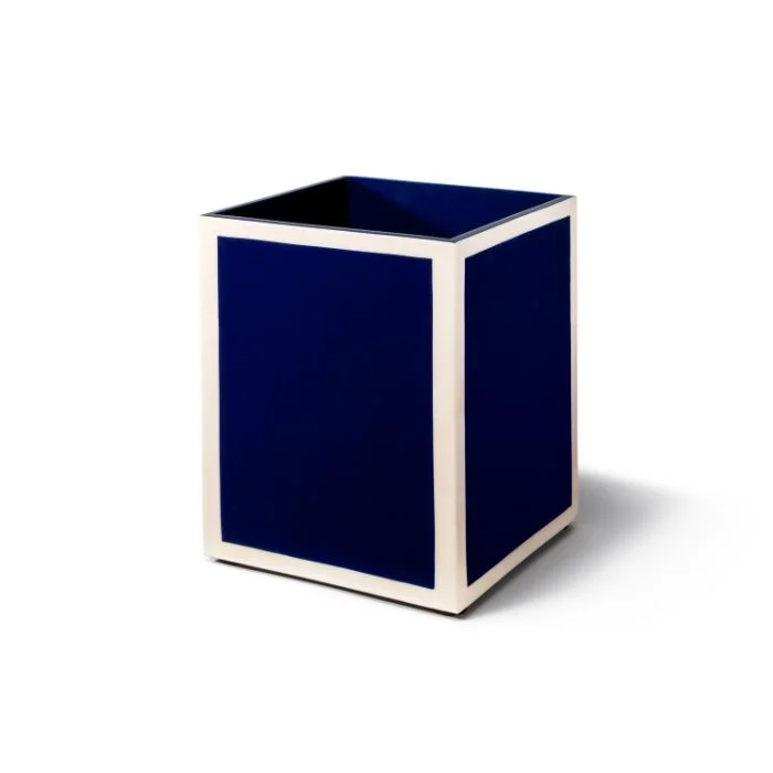 Ladorada Ink Blue Natural Bone and Wood Wastebasket