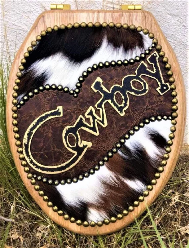 Leather & Cow Hide Western Toilet Seat