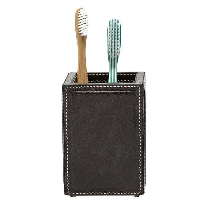 Lorient Charcoal Full Grain Leather Brush Holder