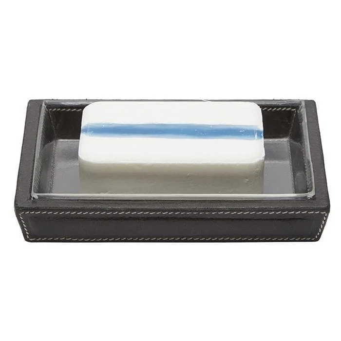 Lorient Charcoal Full Grain Leather Soap Dish