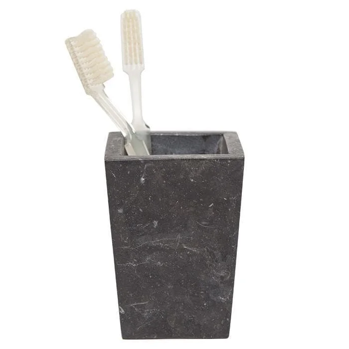 Luxor Black Matte Marble Brush Holder