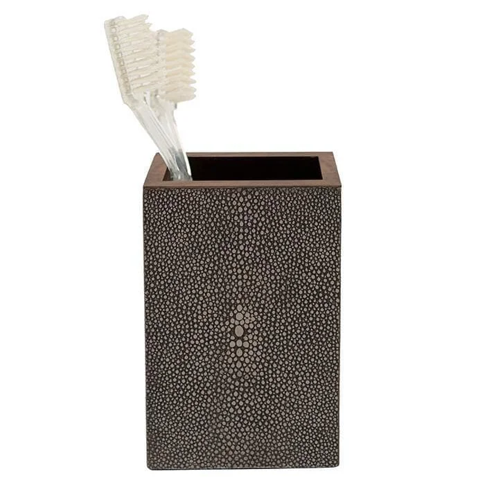 Manchester Faux Shagreen Brush Holder (Dark Mushroom)