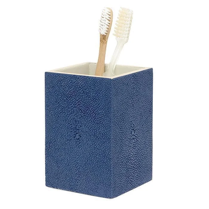 Manchester Faux Shagreen Brush Holder (Navy Blue)