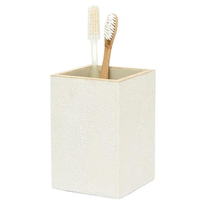 Manchester Faux Shagreen Brush Holder (Snow)