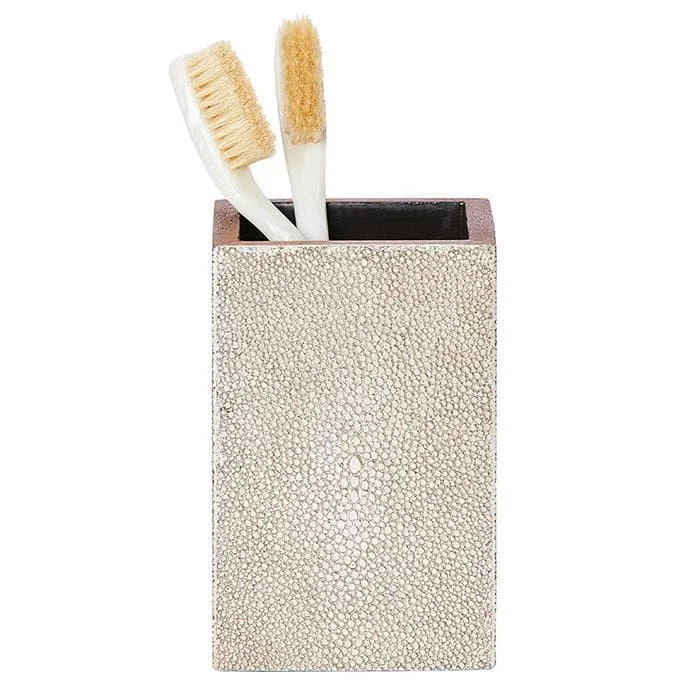 Manchester Faux Shagreen Brush Holder (Warm Silver)