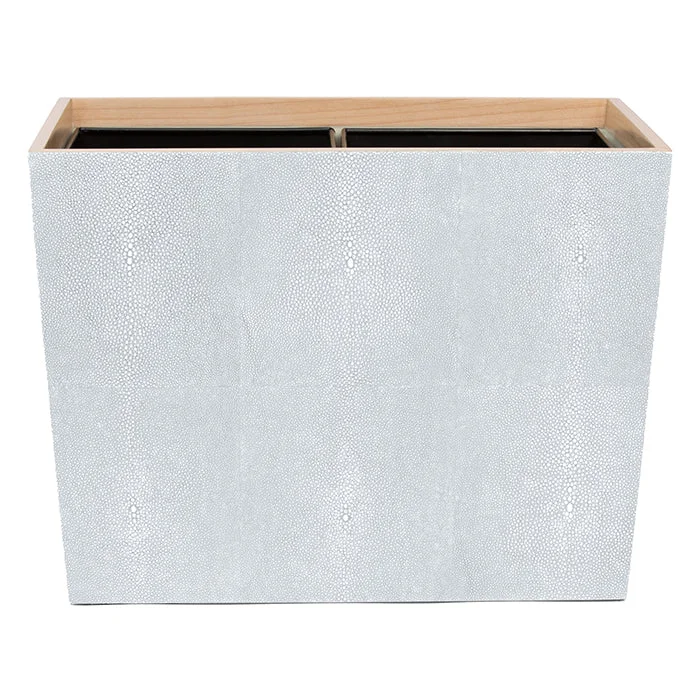 Manchester Faux Shagreen Double Wastebasket  (Cloud Gray)