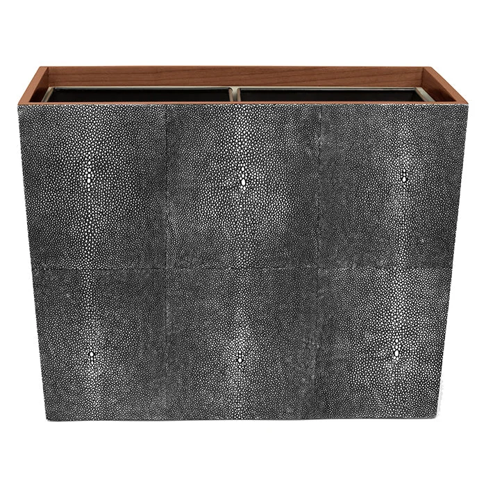 Manchester Faux Shagreen Double Wastebasket  (Cool Gray)