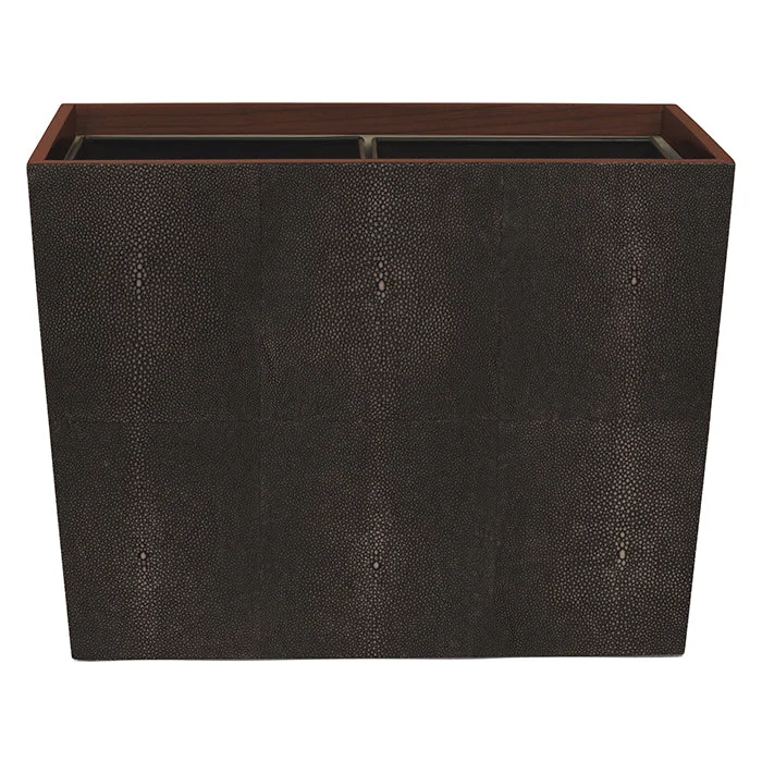 Manchester Faux Shagreen Double Wastebasket  (Dark Mushroom)