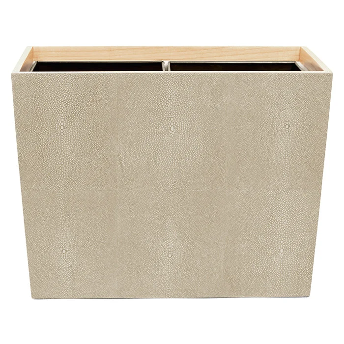 Manchester Faux Shagreen Double Wastebasket (Ivory)