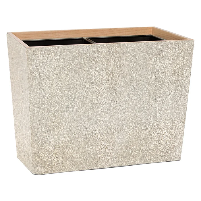 Manchester Faux Shagreen Double Wastebasket  (Warm Silver)