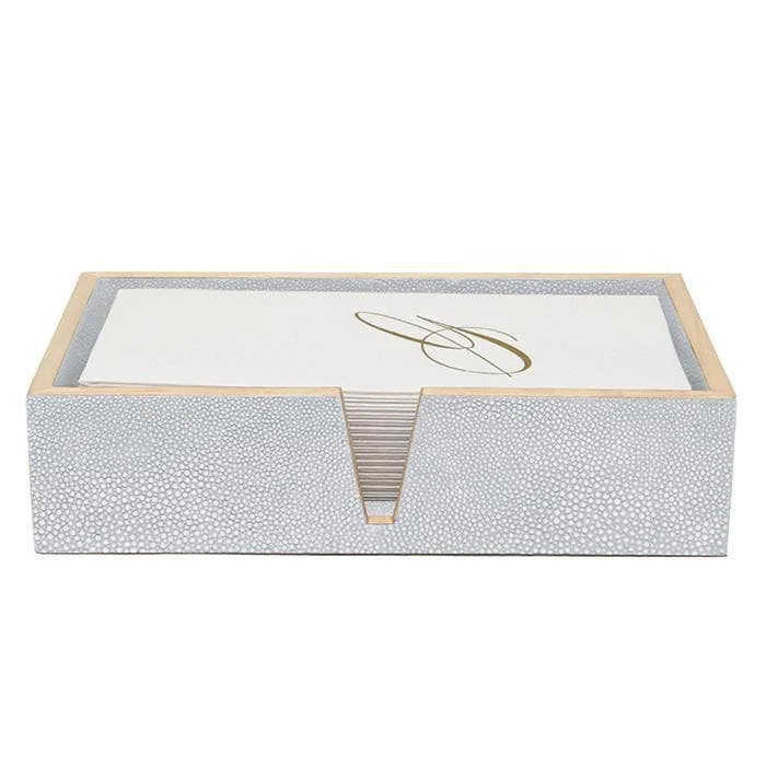 Manchester Faux Shagreen Hand Towel Tray Set/2 (Cloud Gray)