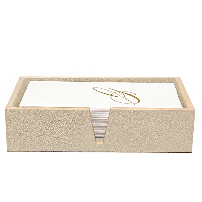 Manchester Faux Shagreen Hand Towel Tray Set/2 (Ivory)