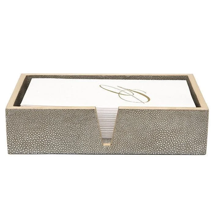 Manchester Faux Shagreen Hand Towel Tray Set/2 (Sand)