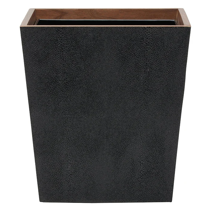 Manchester Faux Shagreen Rectangle Waste Basket (Black)