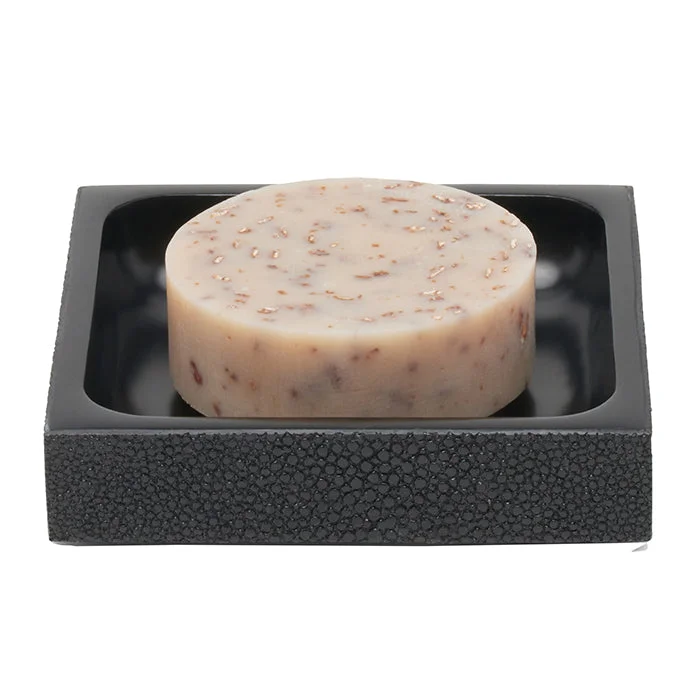 Manchester Faux Shagreen Soap Dish Square (Black)