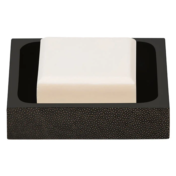 Manchester Faux Shagreen Soap Dish Square (Dark Mushroom)