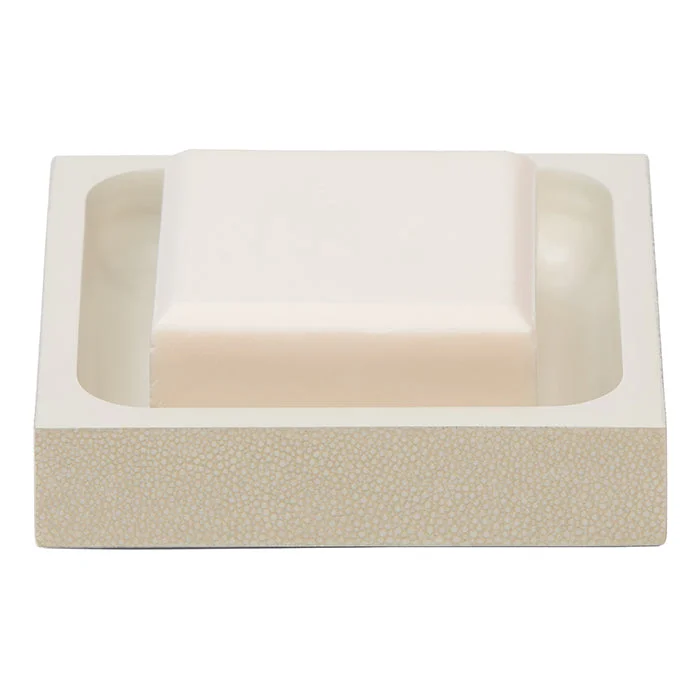 Manchester Faux Shagreen Soap Dish Square (Ivory)