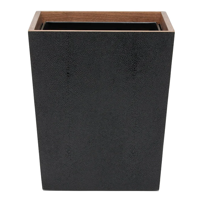 Manchester Faux Shagreen Square Waste Basket (Black)