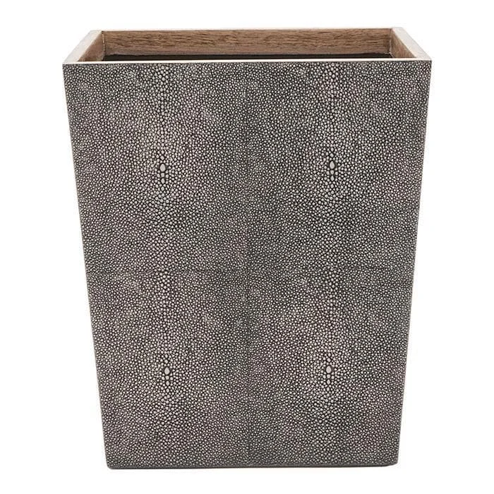 Manchester Faux Shagreen Square Waste Basket (Dark Mushroom)