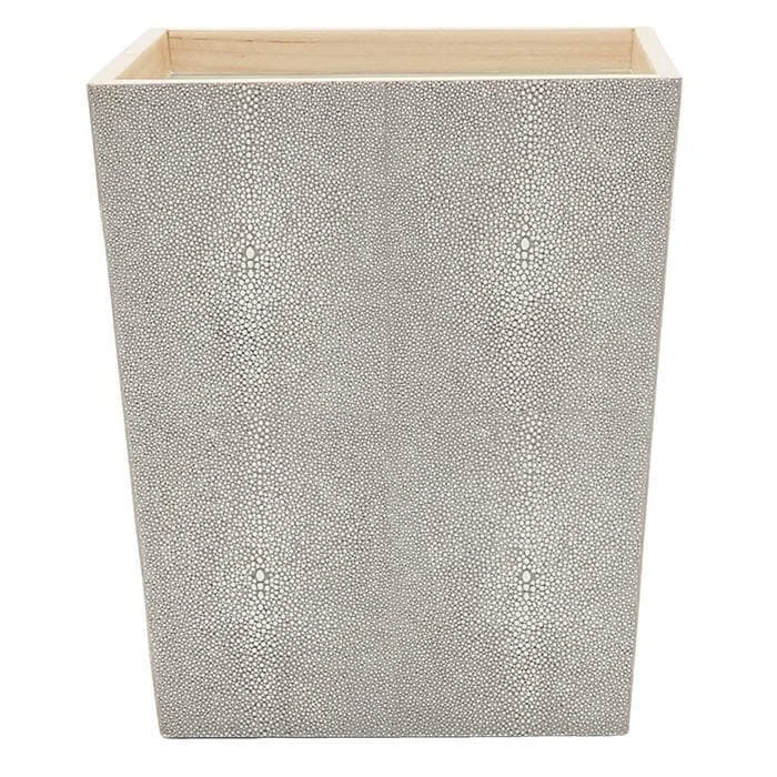 Manchester Faux Shagreen Square Waste Basket (Sand)