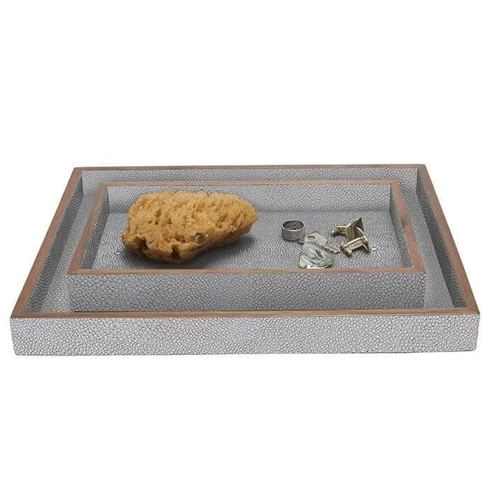 Manchester Faux Shagreen Tray Set (Ash Gray)