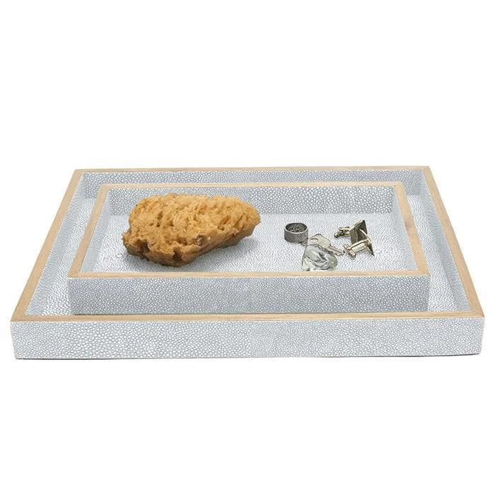 Manchester Faux Shagreen Tray Set (Cloud Gray)