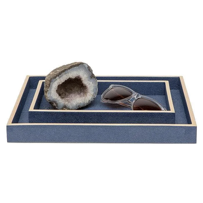 Manchester Faux Shagreen Tray Set (Navy Blue)