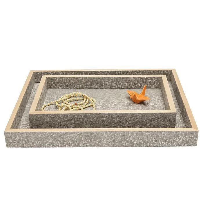 Manchester Faux Shagreen Tray Set (Sand)