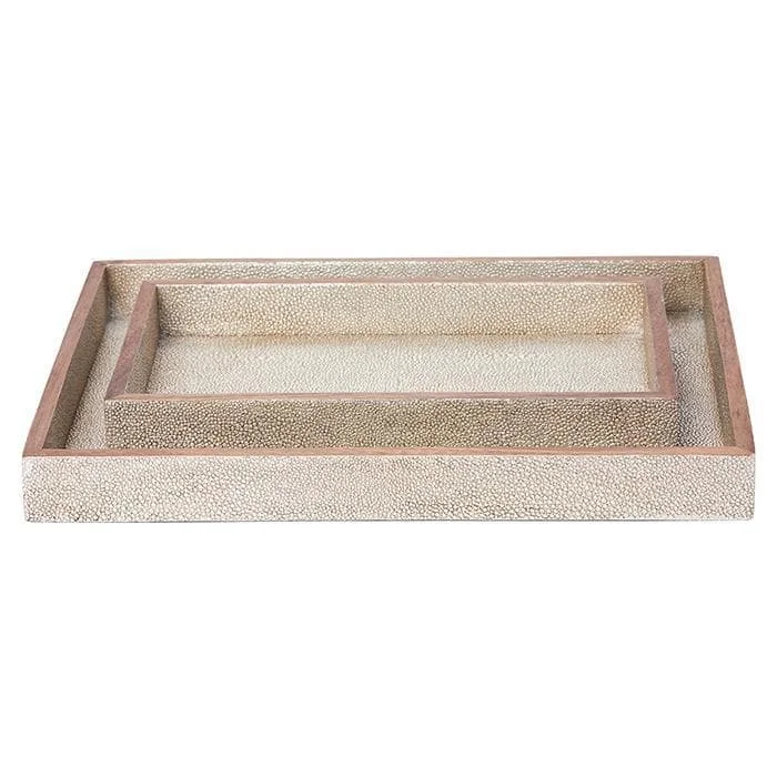 Manchester Faux Shagreen Tray Set (Warm Silver)