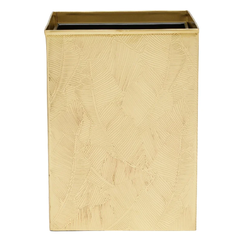 Mancora Shiny Brass Square Wastebasket