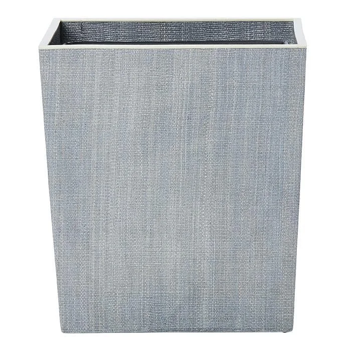 Maranello Steel Blue Abaca Resin Rectangle Waste Basket